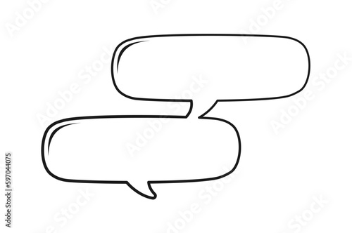 Comic speech bubble outline hand drawn line art. Multiple conversation dialogue template. Retro empty comic bubble. Vector illustration doodle.