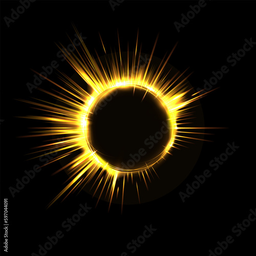 Glowing swirl light effect. Futuristic flame swirl universe trail effect. Magic frame ring. Power energy of circular element. Luminous sci-fi. Shining yellow and orange neon lights cosmic