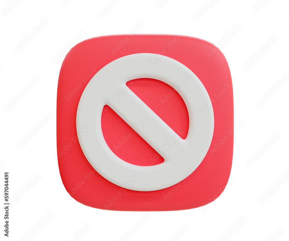 3d minimal prohibited icon. stop sign. restrict symbol. forbidden icon. 3d illustration.