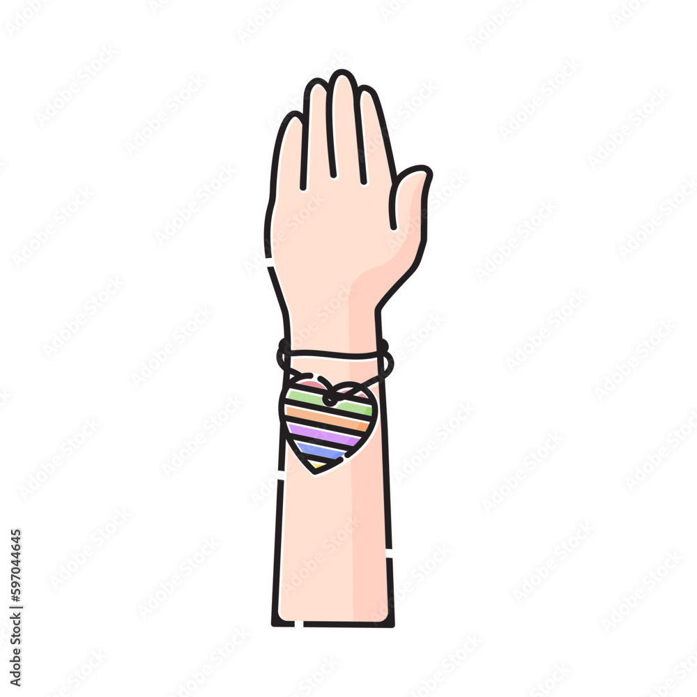 Obraz premium colorful symbol icon hand wearing love pendant bracelet