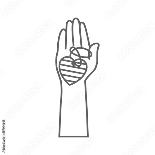 line art symbol icon hand holding a love locket