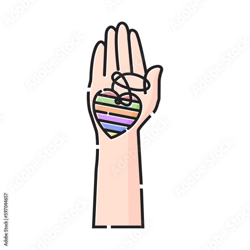 icon symbol colorful hand holding a love locket