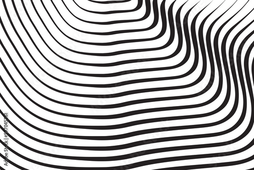  Black waves Lines on White Background, Black stripes on white background.