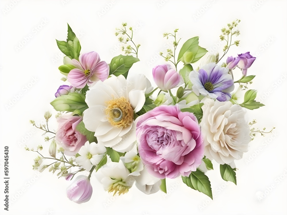 Mixed roses bunch with white background 1 Mixed roses bunch with white background 1
