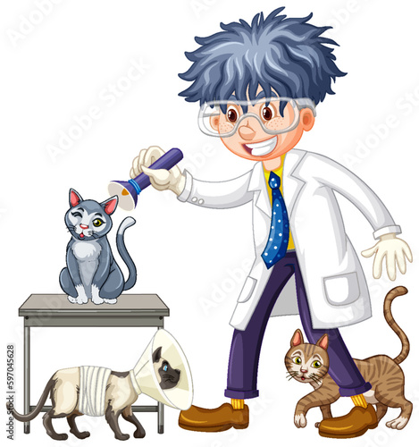 Friendly Veterinarian with Pet Animal Vector