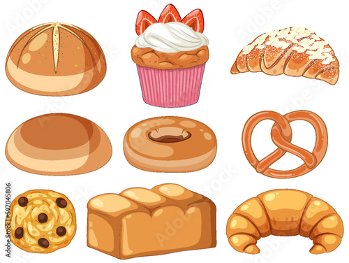 Set of bread and breakfast