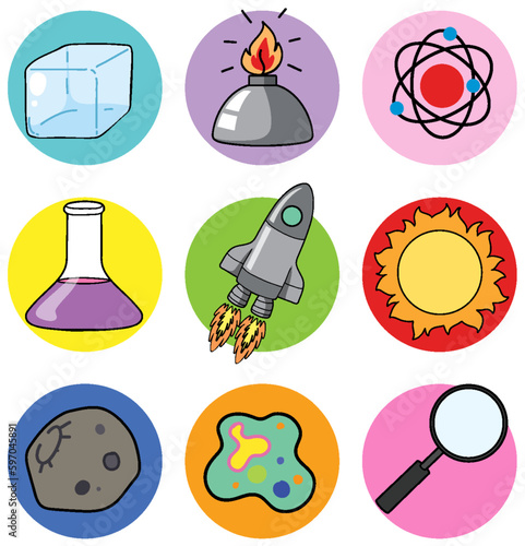 Colorful Science Icons Vector Set