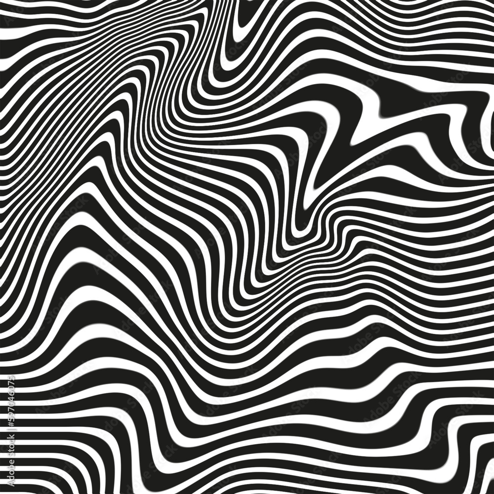 Vector optical wave illusion art background. black and white wallpaper.black lines on white background. illustration graphic design.EPS 10.
