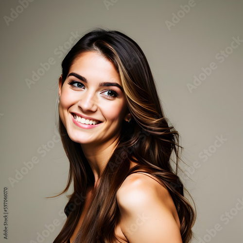 ai-generated illustration of a young beautiful woman model with long hair doing a photoshoot