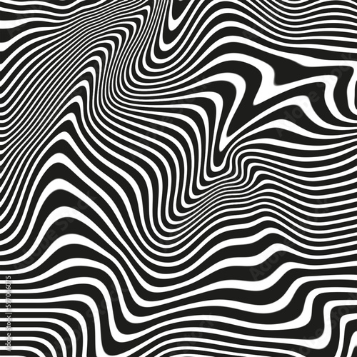 Vector optical wave illusion art background. black and white wallpaper.black lines on white background. illustration graphic design.EPS 10.