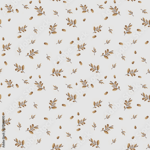 Seamless texture with oak leaves and acorns