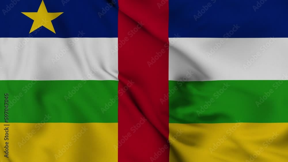 Central African Republic flag waving in the wind. Central African Republic flag waving in the wind.
