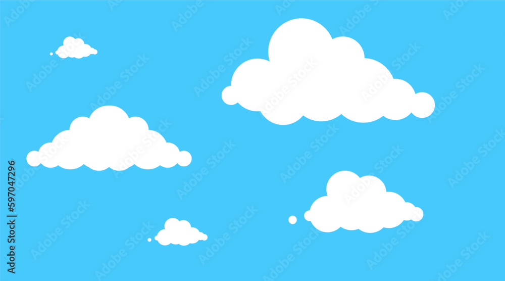 Cloud. white cloudy isolated on blue background. vector illustration of beautiful clouds in the village. Vector illustration.