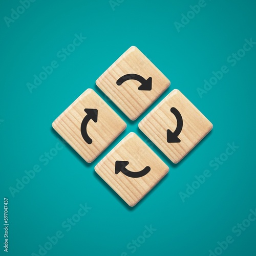 Set of wooden cubes blocks on background