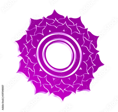 Vector illustration of 3D effect Sahasrara chakra symbol