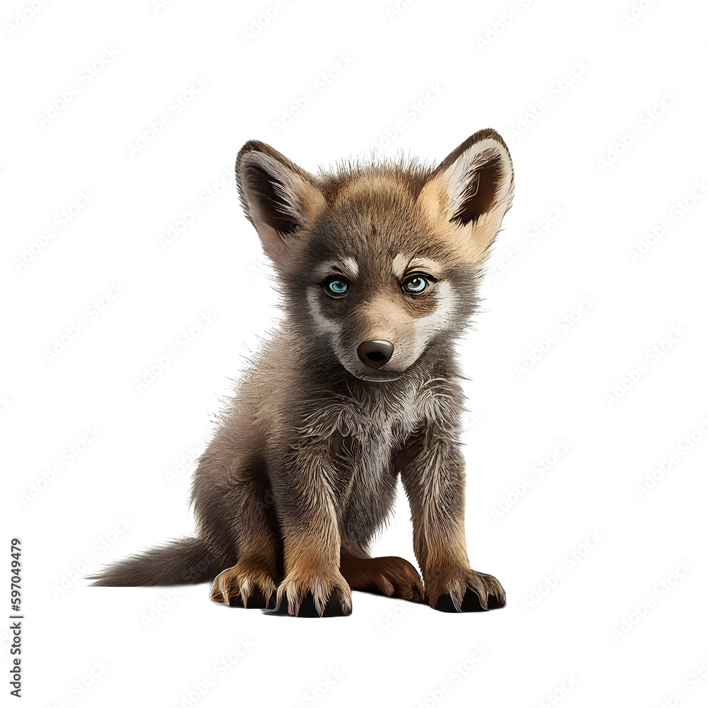 Obraz premium Cartoon cute wolf isolated