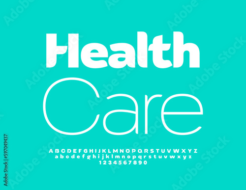Vector stylish Logo Health Care. Trendy creative Font. Artistic Alphabet Letters, and Numbers.