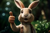 Cheerful bunny showing approval with hand gestures. Generative AI