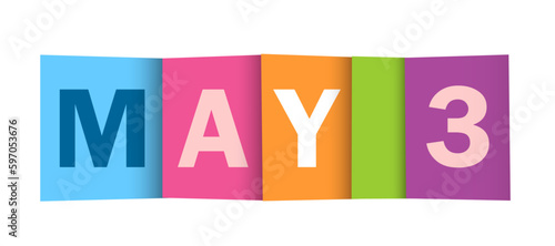 MAY 3 colorful vector typography banner