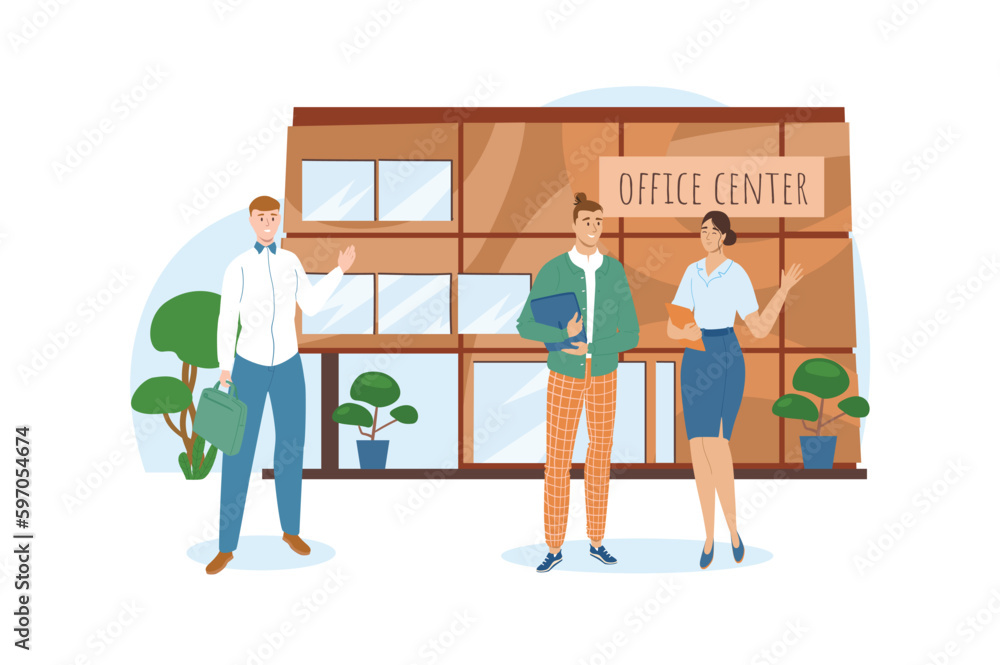 Shop blue concept with people scene in the flat cartoon style. Employees decided take a break and go to the shop for coffee. Vector illustration. Shop blue concept with people scene in the flat cartoon style. Employees decided take a break and go to the shop for coffee. Vector illustration.