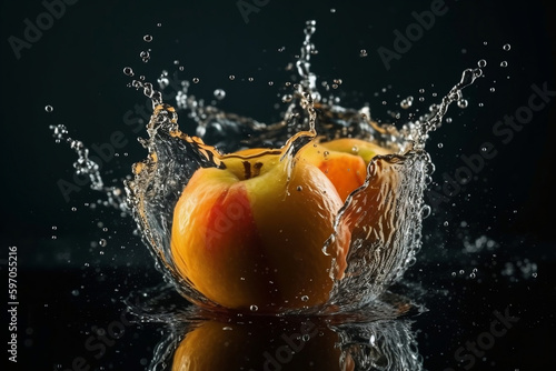 Apple Juice splashed or thrown in water, AI generative