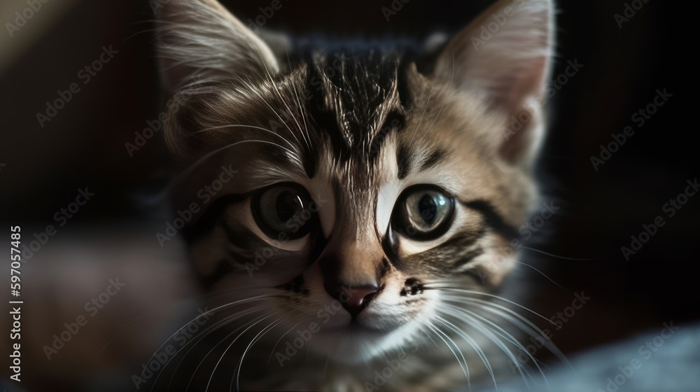 Cuddy and adorable kitten. AI generated