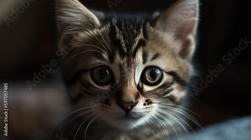 Cuddy and adorable kitten. AI generated photo