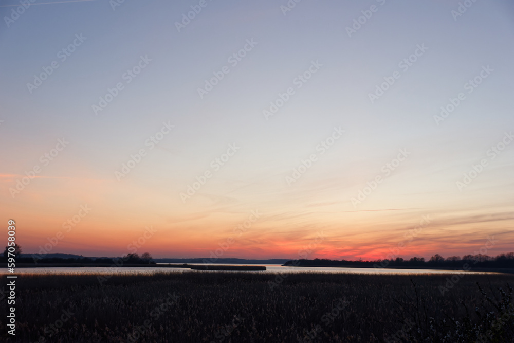 sundown at north germany near baltic sea