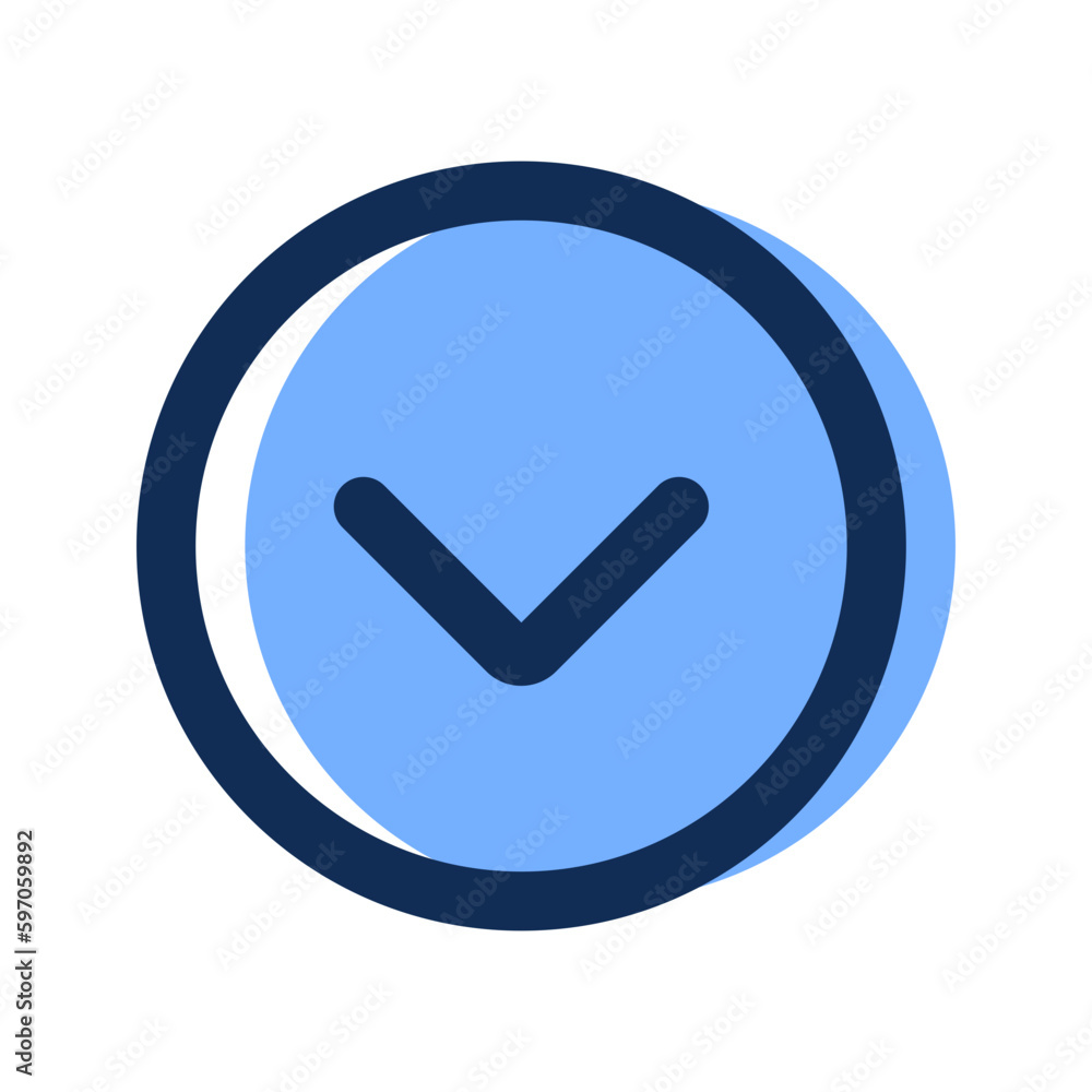 down chevron filled line icon