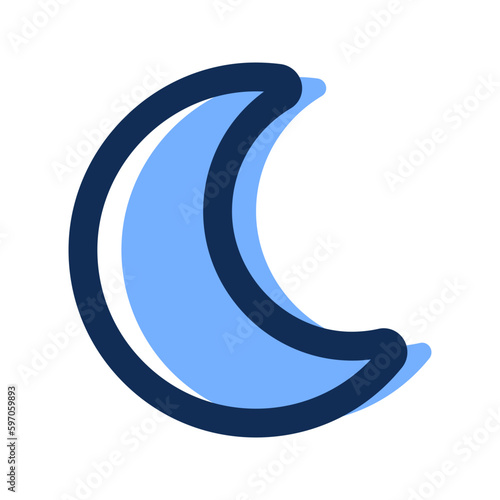 crescent moon filled line icon