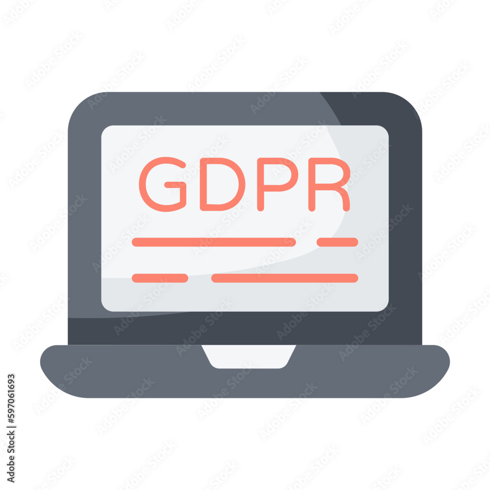 Computer GDPR Flat Icon Computer GDPR Flat Icon