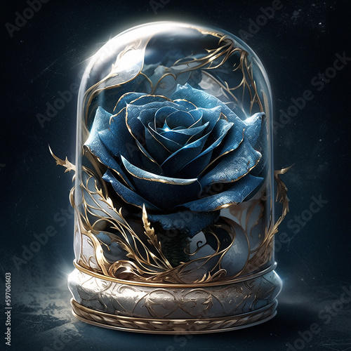 Photo of a blue and silver rose in the style of Alan Shapiro’s work AI Generated Image photo