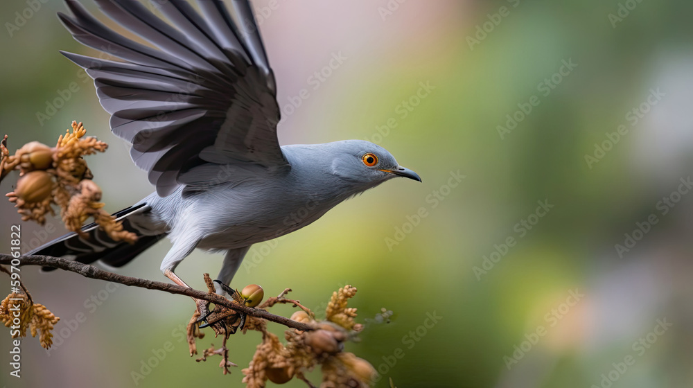 Obraz premium photo of flying cuckoo bird animal with blur background
