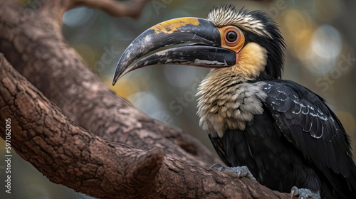 photo of hornbill bird animal with blur background
