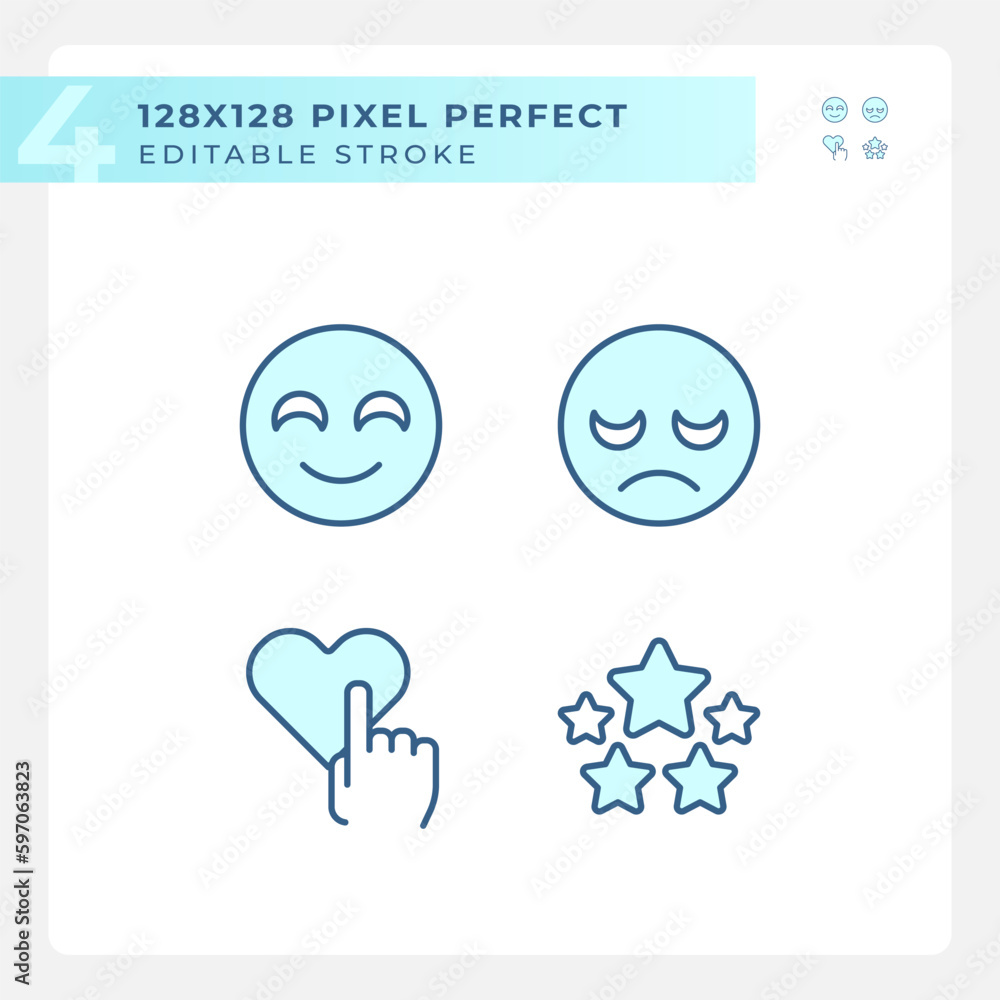 User feedback about service pixel perfect RGB color icons set. Reactions and evaluation of business. Isolated vector illustrations. Simple filled line drawings collection. Editable stroke User feedback about service pixel perfect RGB color icons set. Reactions and evaluation of business. Isolated vector illustrations. Simple filled line drawings collection. Editable stroke