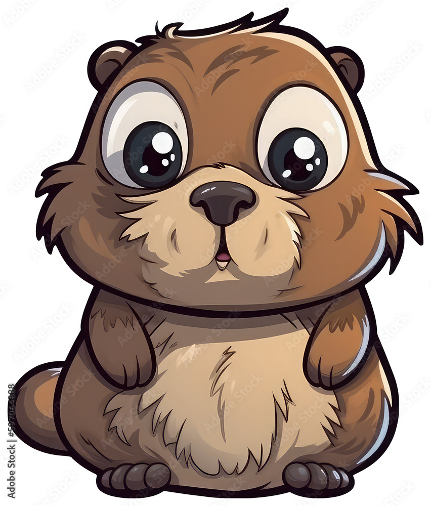 Obraz premium Funny and cute marmot transparency sticker.