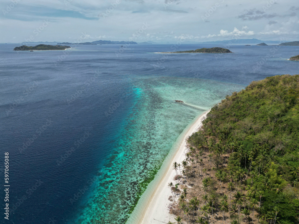 Aerial view of remote islands in Philippines