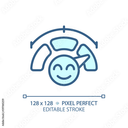 Rating scale pixel perfect RGB color icon. Representation of customer satisfaction. Client service evaluation. Isolated vector illustration. Simple filled line drawing. Editable stroke