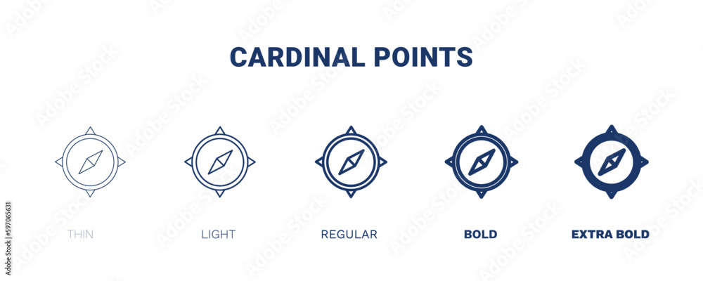 cardinal points icon. Thin, light, regular, bold, black cardinal points