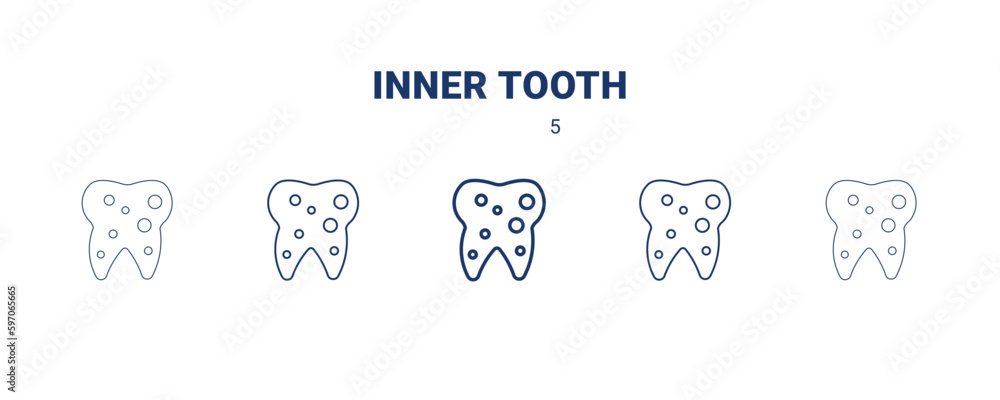 inner tooth icon. Thin, light, regular, bold, black inner tooth icon set from dental health collection. Editable inner tooth symbol can be used web and mobile