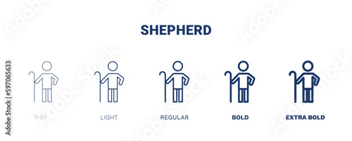 shepherd icon. Thin, light, regular, bold, black shepherd icon set from people and relation collection. Outline vector. Editable shepherd symbol can be used web and mobile