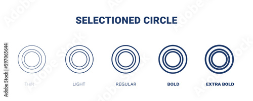 selectioned circle icon. Thin, light, regular, bold, black selectioned circle icon set from user interface collection. Outline vector. Editable selectioned circle symbol can be used web and mobile