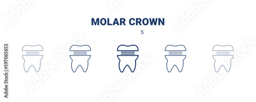 molar crown icon. Thin, light, regular, bold, black molar crown icon set from dental health collection. Editable molar crown symbol can be used web and mobile