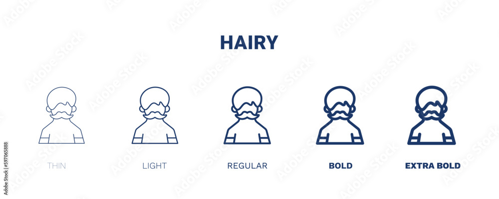 hairy icon. Thin, light, regular, bold, black hairy icon set from people and relation collection. Outline vector. Editable hairy symbol can be used web and mobile hairy icon. Thin, light, regular, bold, black hairy icon set from people and relation collection. Outline vector. Editable hairy symbol can be used web and mobile