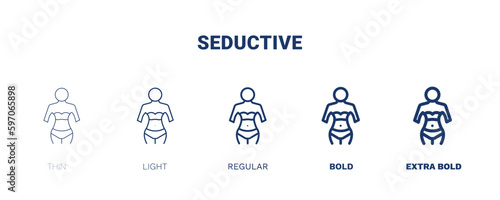 seductive icon. Thin, light, regular, bold, black seductive icon set from people and relation collection. Outline vector. Editable seductive symbol can be used web and mobile