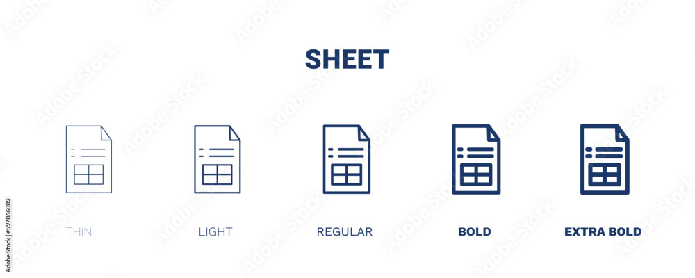 sheet icon. Thin, light, regular, bold, black sheet icon set from distance learning collection. Editable sheet symbol can be used web and mobile sheet icon. Thin, light, regular, bold, black sheet icon set from distance learning collection. Editable sheet symbol can be used web and mobile