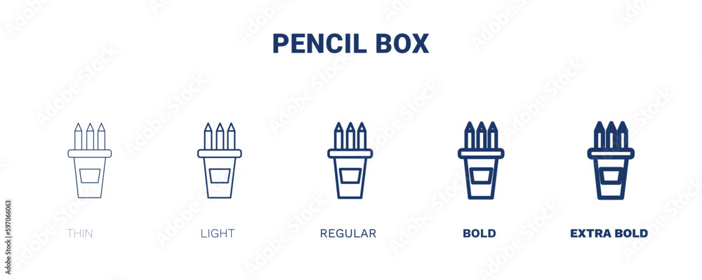 pencil box icon. Thin, light, regular, bold, black pencil box icon set from distance learning collection. Editable pencil box symbol can be used web and mobile pencil box icon. Thin, light, regular, bold, black pencil box icon set from distance learning collection. Editable pencil box symbol can be used web and mobile