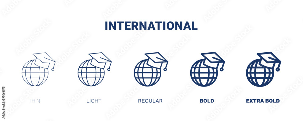 Internationally Icon international icon. Thin, light, regular, bold, black international ...