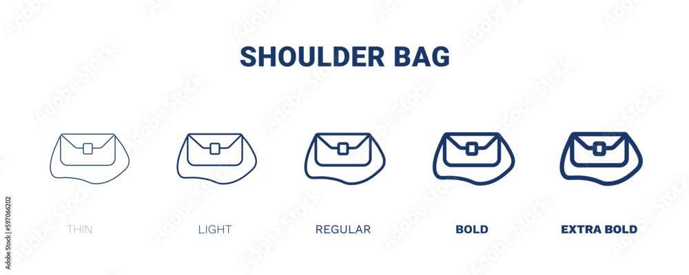 shoulder bag icon. Thin, light, regular, bold, black shoulder bag icon set from fashion and things collection. Editable shoulder bag symbol can be used web and mobile shoulder bag icon. Thin, light, regular, bold, black shoulder bag icon set from fashion and things collection. Editable shoulder bag symbol can be used web and mobile
