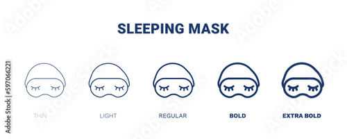 sleeping mask icon. Thin, light, regular, bold, black sleeping mask icon set from fashion and things  collection. Editable sleeping mask symbol can be used web and mobile